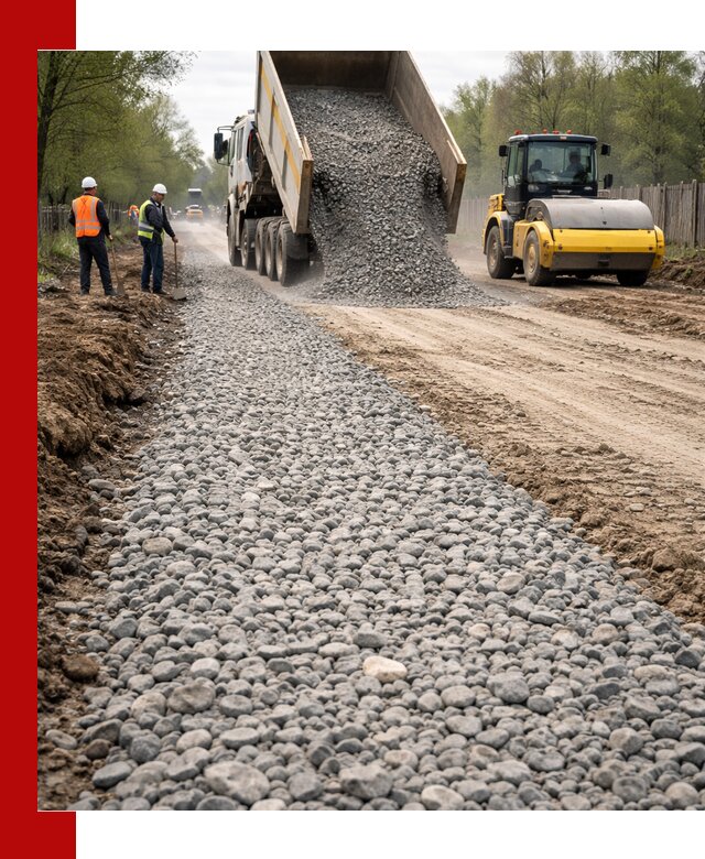 Доставка щебня для отсыпки дорог в Ухте высокого качества