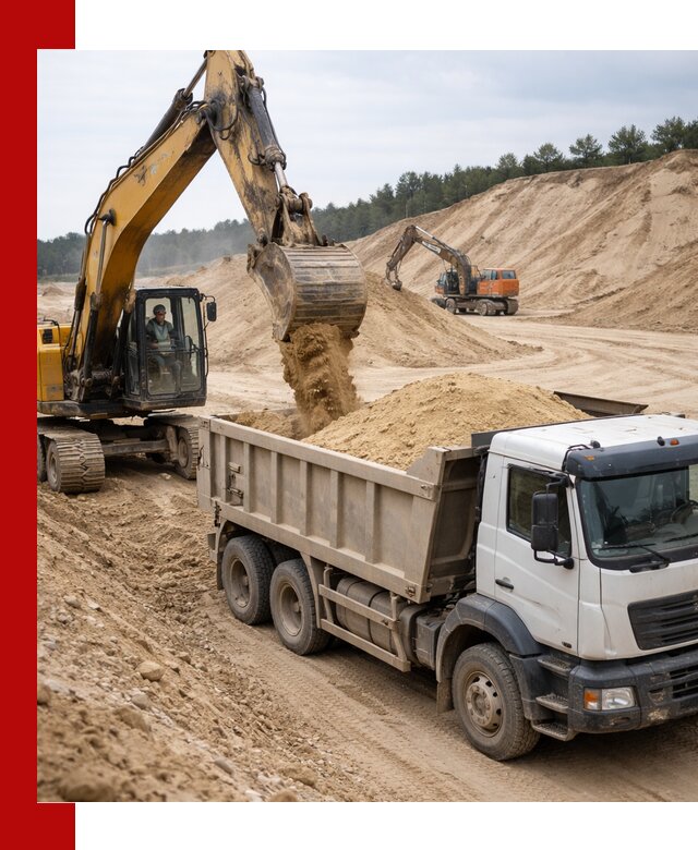 Доставка карьерного песка с самосвалами и разгрузкой в Ухте