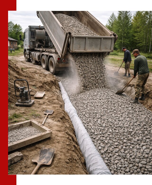 Гравий для дренажа с доставкой в Ухте качественный и недорогой