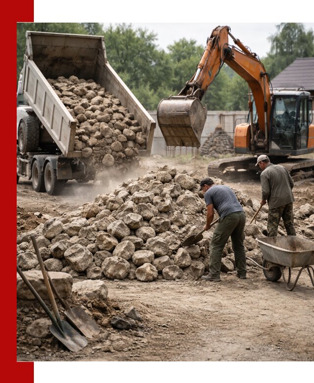 Доставка и разгрузка бутового камня в Ухте