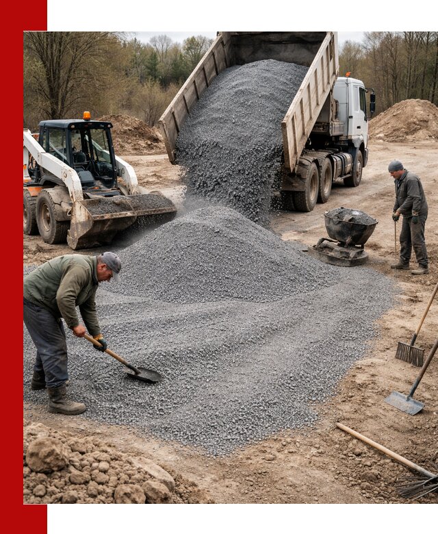 Отсев для подсыпки в Ухте — доставка и подсыпка на участок