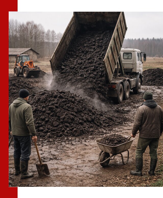 Доставка низинного торфа с разгрузкой и доставкой в Ухте