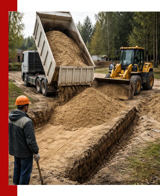 Доставка песчаного грунта в Ухте для строительных работ