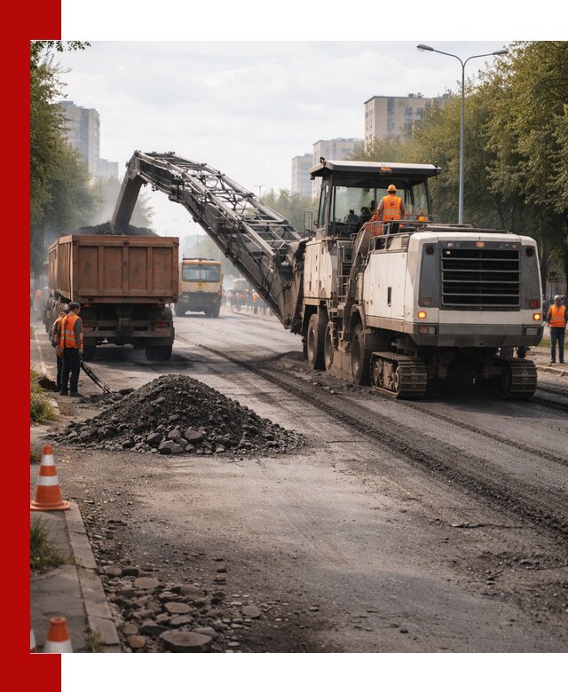 Фрезерованный асфальт в Ухте — удаление и вывоз старого покрытия