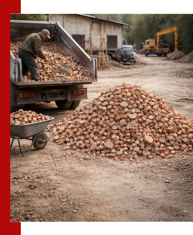 Доставка и подушка из боя кирпича с разгрузкой в Ухте