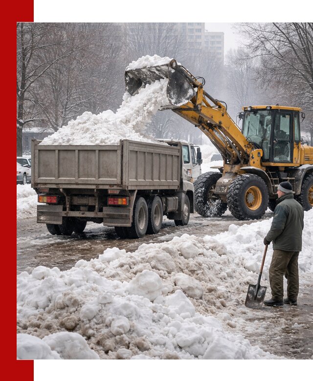 Вывоз снега грузовой техникой в Ухте оперативно и чисто