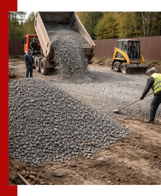 Отсыпка участка щебнем с доставкой и уплотнением в Ухте